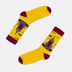 Yellow-burgundy socks with...